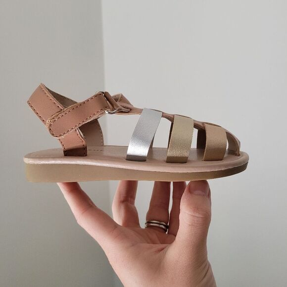 Marc Fisher Tan and Silver Gladiator Sandals Toddler 9 - Picture 4 of 6
